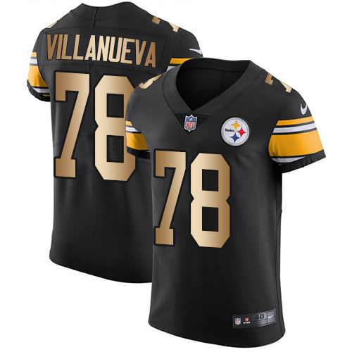 Nike Steelers #78 Alejandro Villanueva Black Team Color Men's Stitched NFL Elite Gold Jersey
